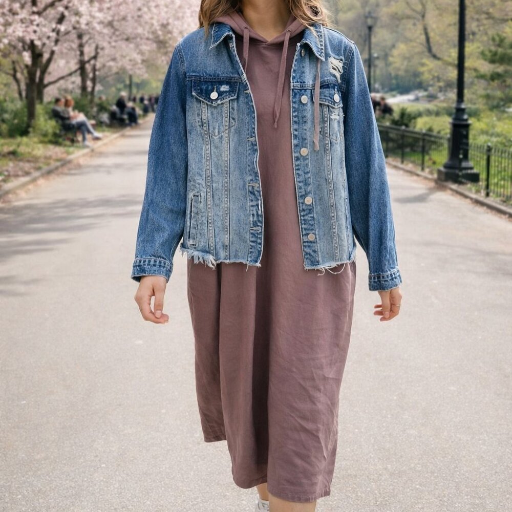 Midi dress with denim jacket set S/M small-medium